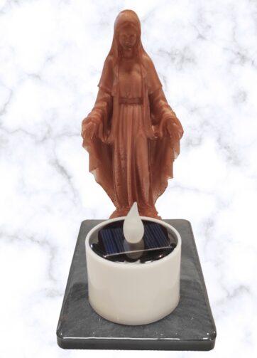 Marijin spomin – ročno izdelan svečnik s solarno svečko