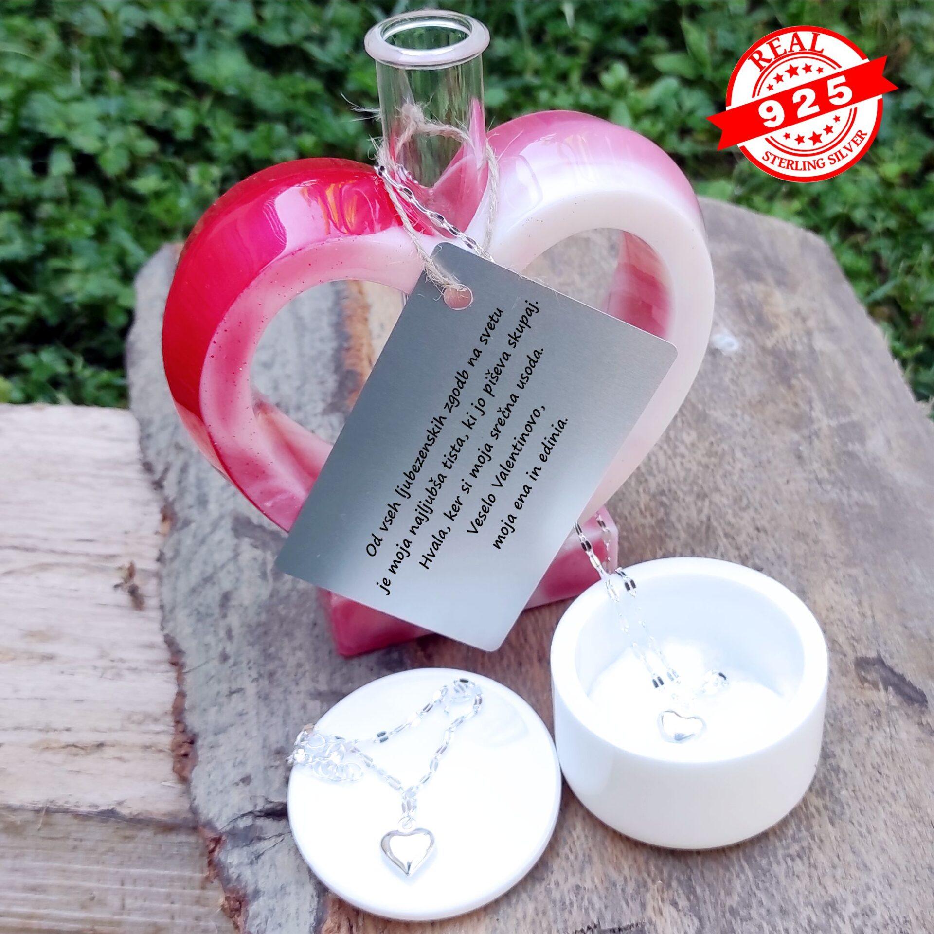 Luksuzni personalizirani darilni set: Verižica/srebrni nakit & ročno izdelana škatlica in vaza iz epoksi smole - slika 3