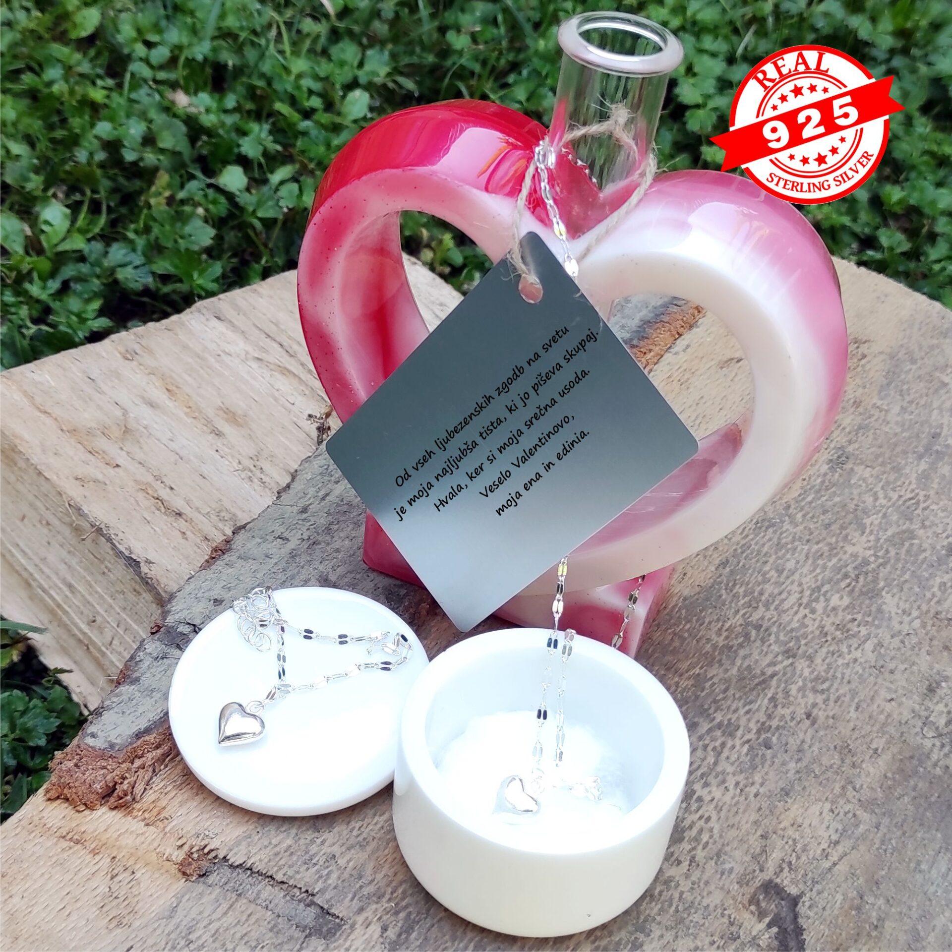 Luksuzni personalizirani darilni set: Verižica/srebrni nakit & ročno izdelana škatlica in vaza iz epoksi smole - slika 7