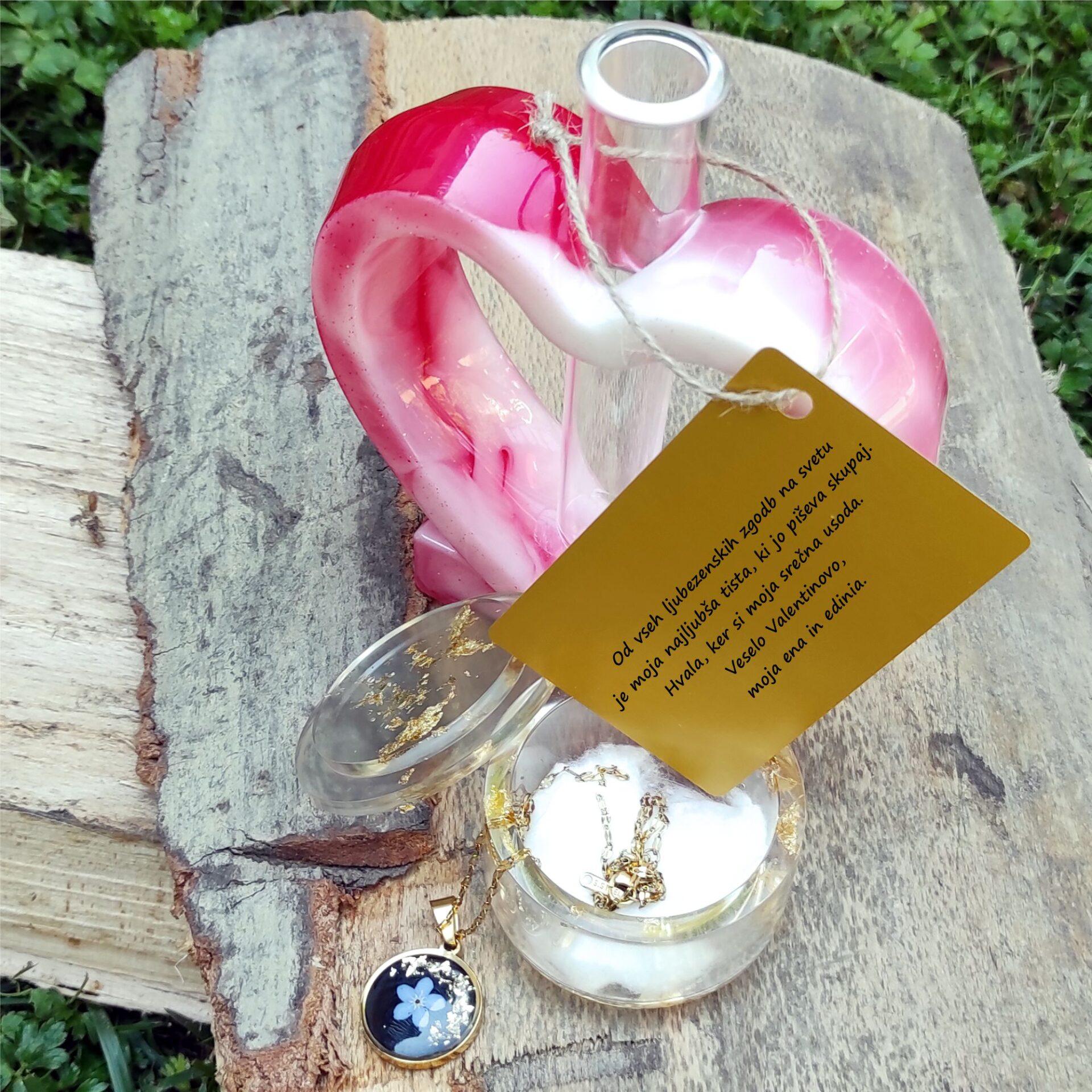 Luksuzni personalizirani darilni set: Verižica/srebrni nakit & ročno izdelana škatlica in vaza iz epoksi smole - slika 22