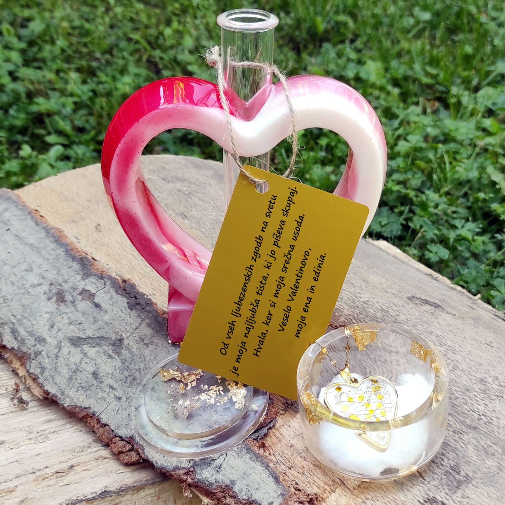 Luksuzni personalizirani darilni set: Verižica/srebrni nakit & ročno izdelana škatlica in vaza iz epoksi smole - slika 16