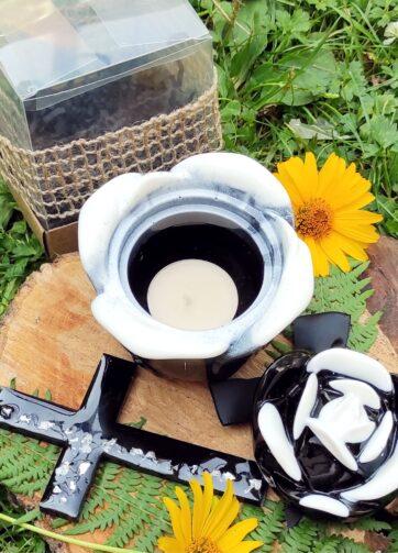 Darilni set sožalja “roža tolažbe in večna luč"