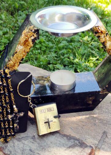 Namizni spominski difuzor "tolažba v zlati svetlobi"